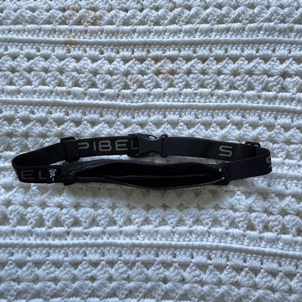 Slim Black Running Waist Pack with Branded Elastic Strap